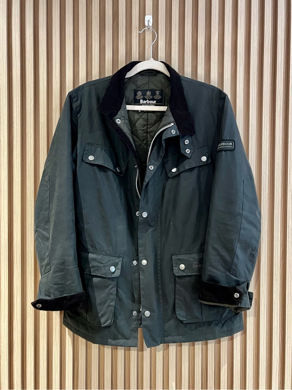 Barbour International Duke Waxed Cotton Jacket Sage Men’s M